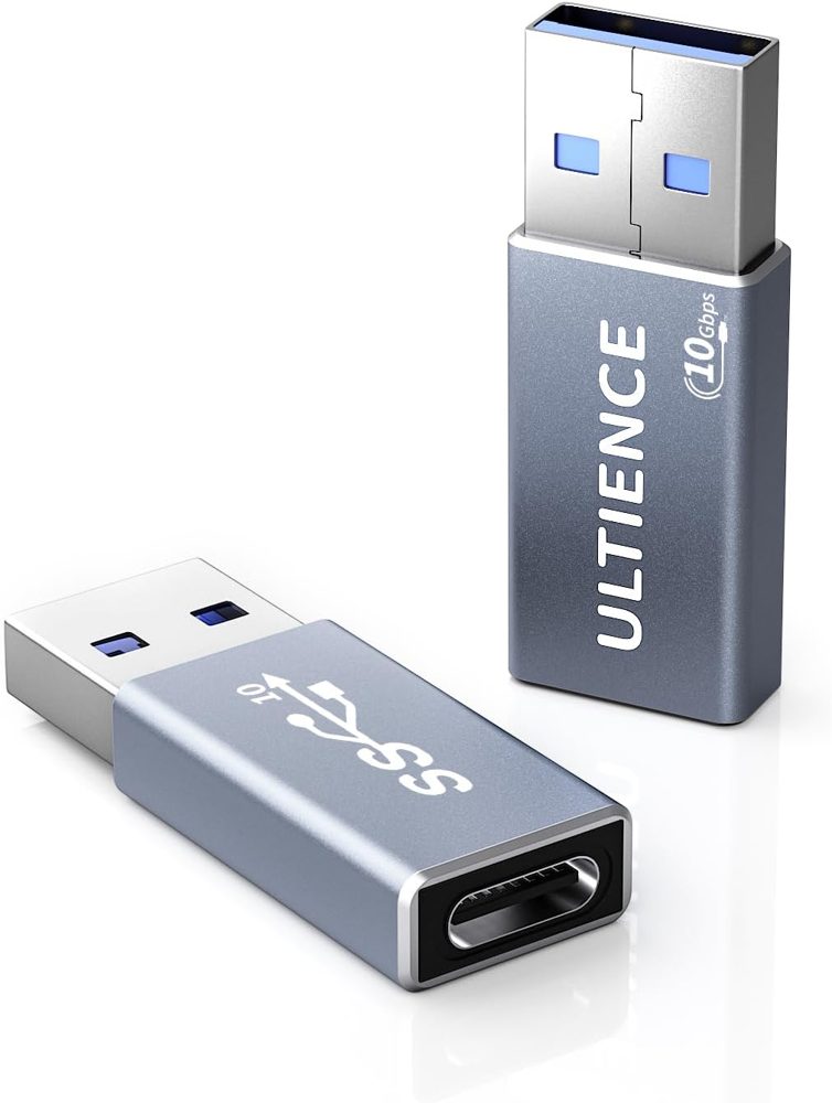 USB-A to USB-C Adapter, Double-Sided 10Gbps (2-Pack)