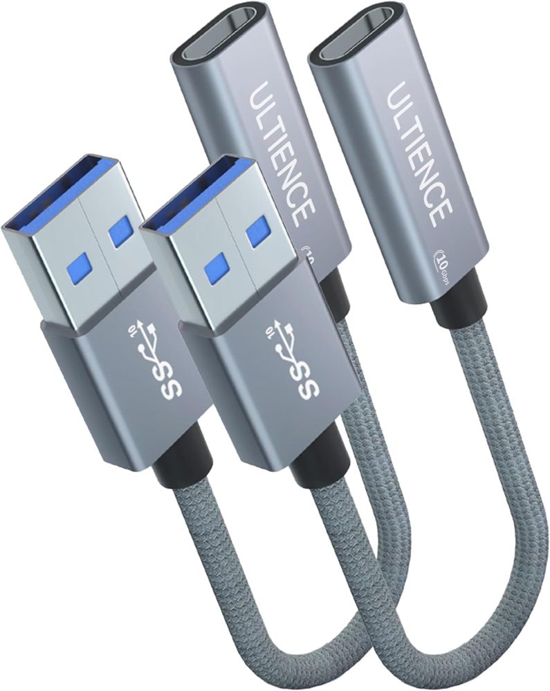 USB-A to USB-C Cable Adapter, 10Gbps · 60W (2-Pack)