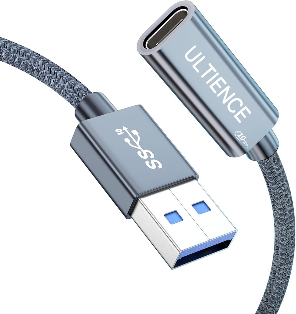 USB-A to USB-C ケーブル型変換アダプタ 10Gbps・60W（0.5m）