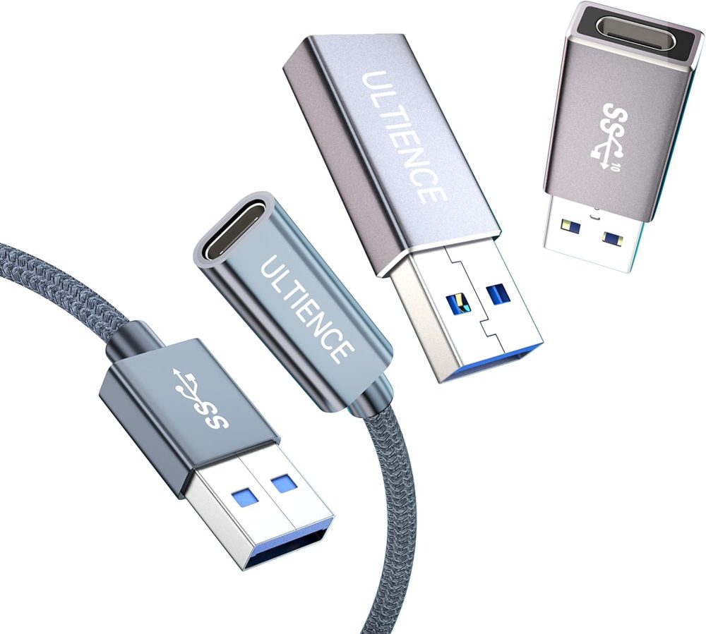 Connectivity Bundle: 2 USB-A to USB-C Adapters + 1.65 ft Cable Adapter