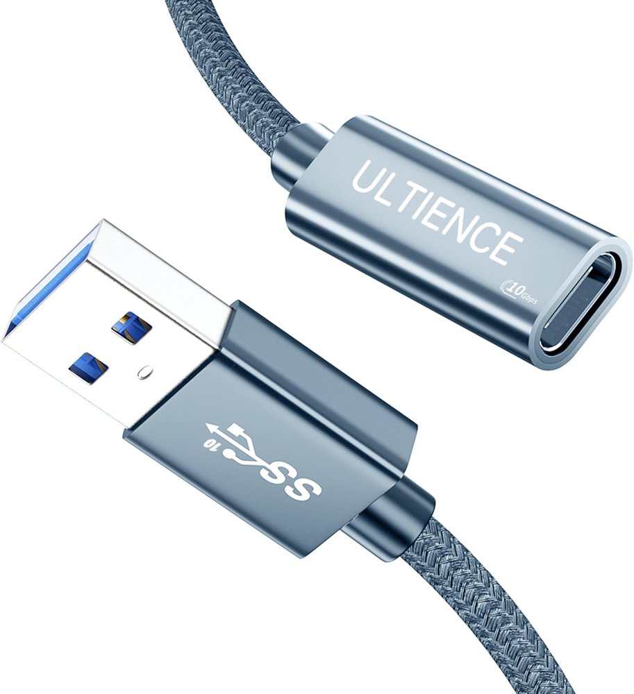 USB-A to USB-C ケーブル型変換アダプタ 10Gbps・60W（1.2m 編み込み）